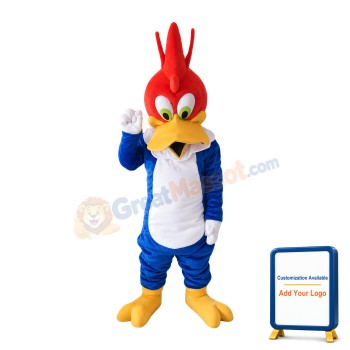 Blue Chicken With Pointy Cockscomb Mascot Costume