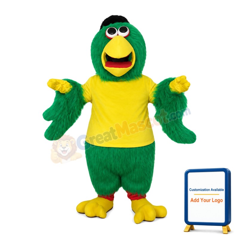 Green Long Fur Chicken Mascot Costume