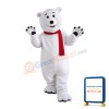 Kind Polar Bear With Red Scarf Mascot Costume