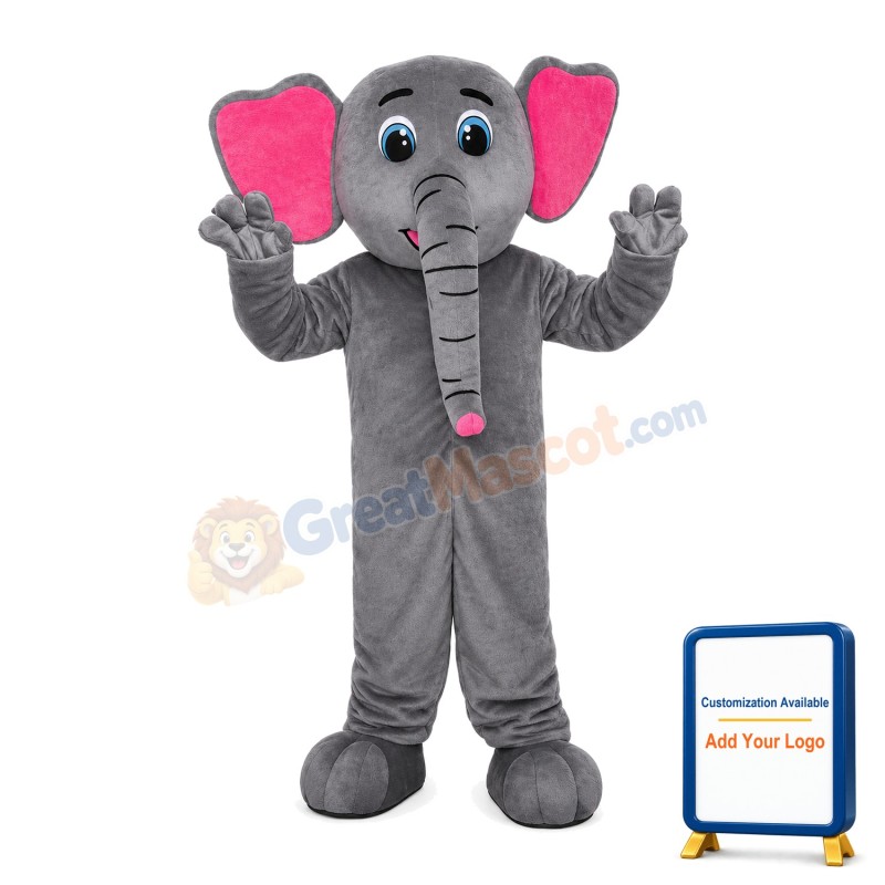 Cartoon Grey Elephant Mascot Costume
