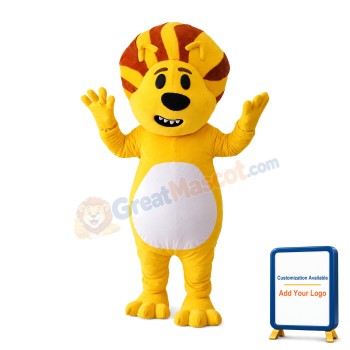Confused Yellow Lion Mascot Costume