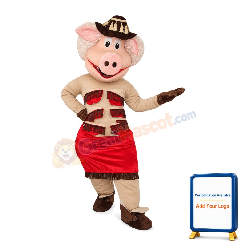 Female Pig With Red Skirt Mascot Costume