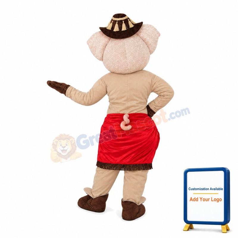 Female Pig With Red Skirt Mascot Costume
