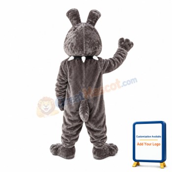 Gray Dog With Collar Mascot Costume