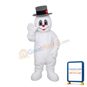 Snowman With Gray Hat Mascot Costume