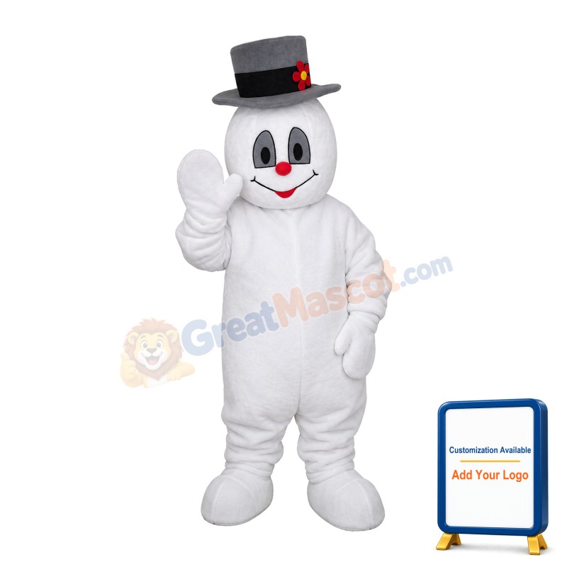 Snowman With Gray Hat Mascot Costume