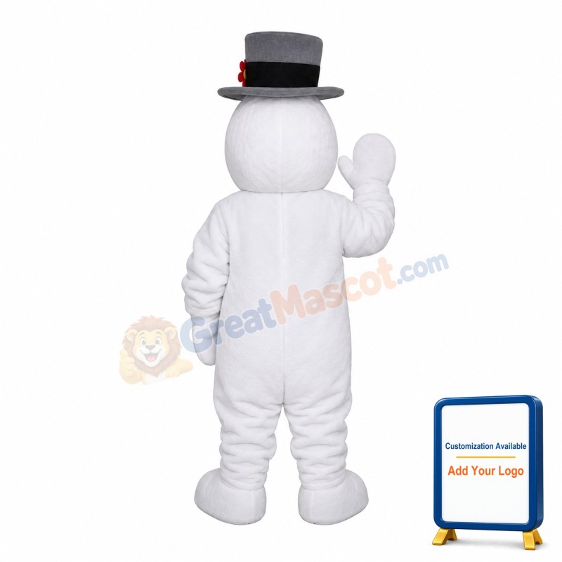 Snowman With Gray Hat Mascot Costume