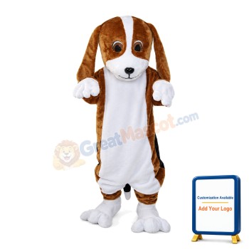 Brown & White Dog With Lop Ears Mascot Costume