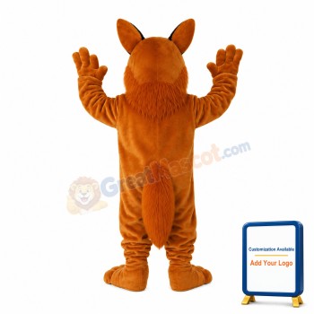 Brown Wolf With Furry Belly Mascot Costume