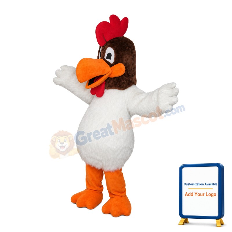 Lively White Cock Mascot Costume
