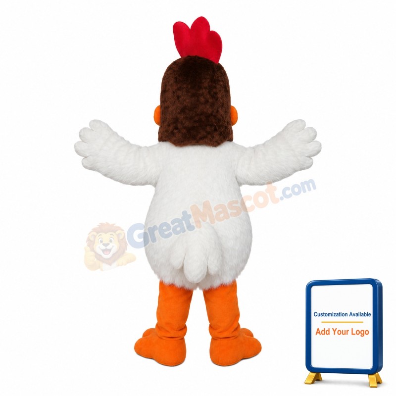 Lively White Cock Mascot Costume