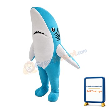 Sky Blue Shark Mascot Costume