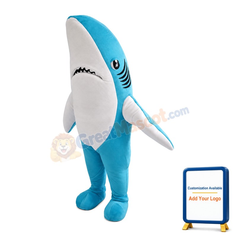 Sky Blue Shark Mascot Costume