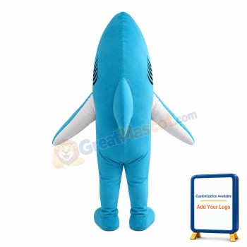 Sky Blue Shark Mascot Costume