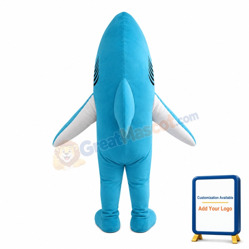 Sky Blue Shark Mascot Costume