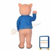 Pink Pig Wearing Blue Suit Mascot Costume