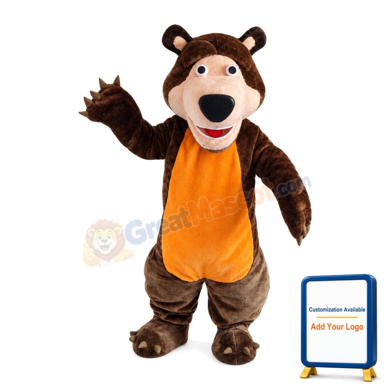 Pleased Bear With Orange Belly Mascot Costume