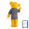 Yellow Bear In Grey Shirt Mascot Costume