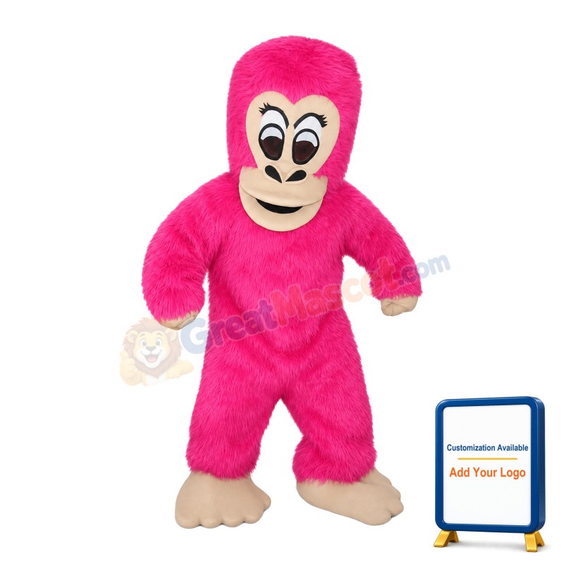 All Pink Gorilla Mascot Costume