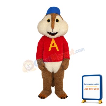 Chipmunk With Red Printed Shirt Mascot Costume