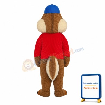 Chipmunk With Red Printed Shirt Mascot Costume