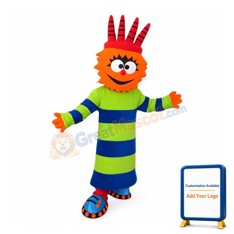 Antic Doll With Blue And Green Clothes Mascot Costume