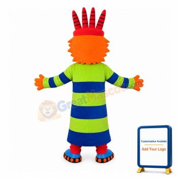Antic Doll With Blue And Green Clothes Mascot Costume
