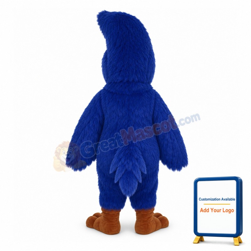 Blue Hairy Eagle Gritting Teeth Mascot Costume