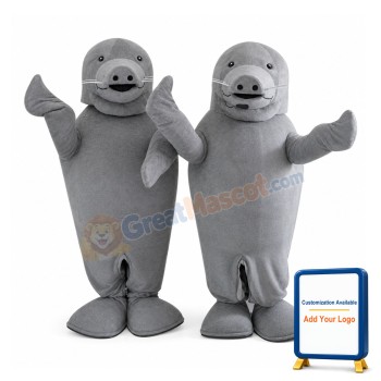 Performing Grey Seal Mascot Costume