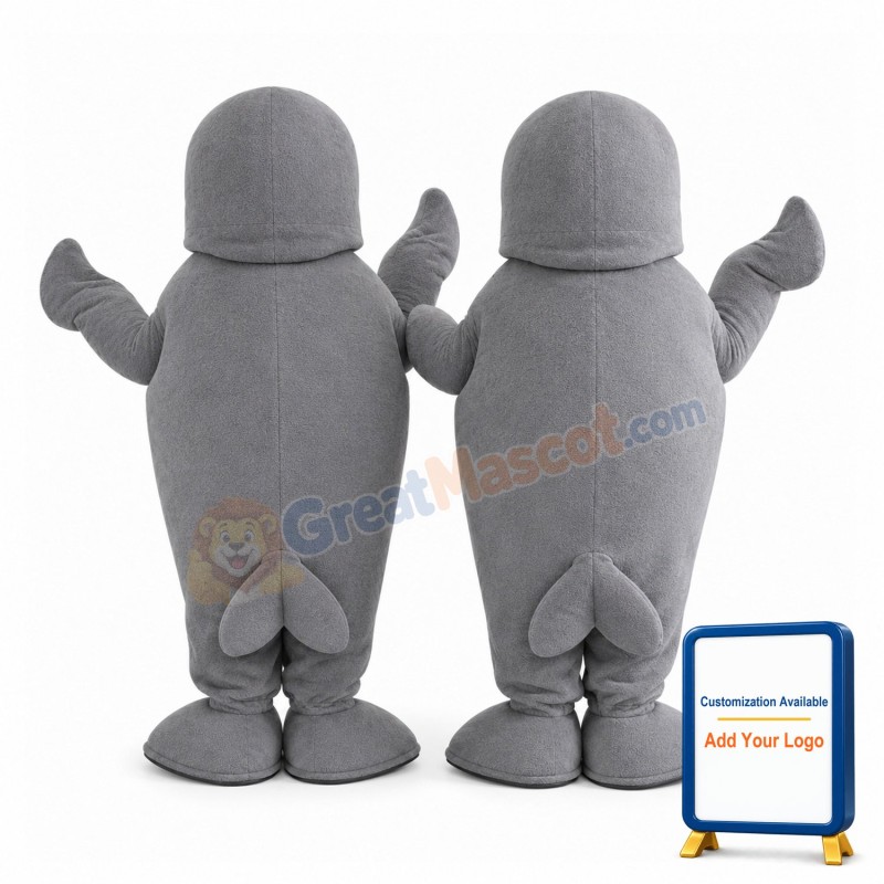 Performing Grey Seal Mascot Costume