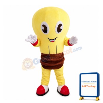 Shiny Yellow Light Bulb Mascot Costume