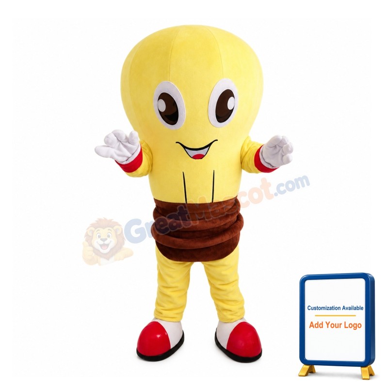 Shiny Yellow Light Bulb Mascot Costume