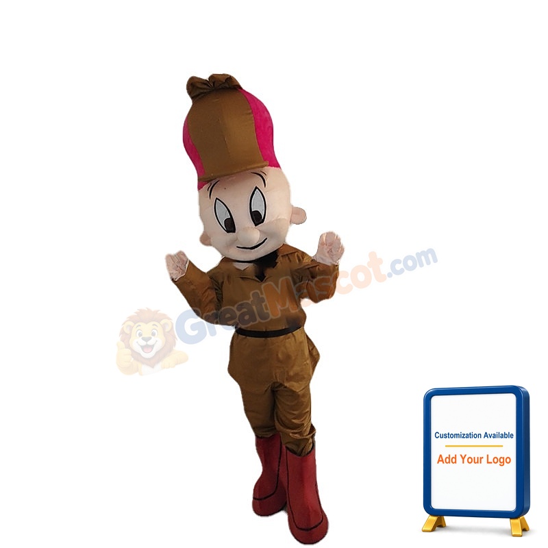 Long Eyes Man Wearing Red Boots Mascot Costume