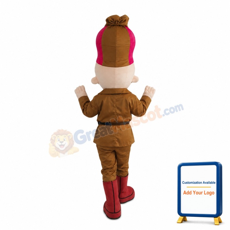 Long Eyes Man Wearing Red Boots Mascot Costume