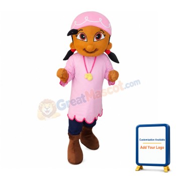 Black Girl With Pink Scarf Mascot Costume