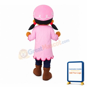 Black Girl With Pink Scarf Mascot Costume
