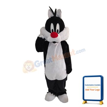 Silly Big Cat With Red Nose Mascot Costume