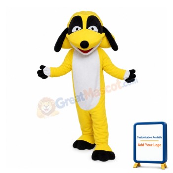 Yellow Dog With Triangle Mouth Mascot Costume