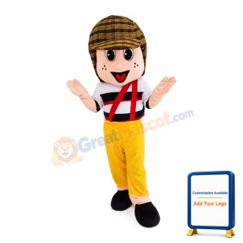 Little Boy Wearing Detective Hat Mascot Costume