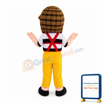 Little Boy Wearing Detective Hat Mascot Costume