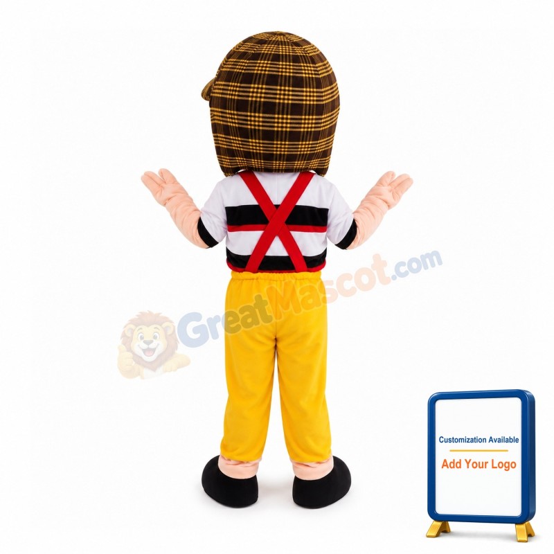 Little Boy Wearing Detective Hat Mascot Costume