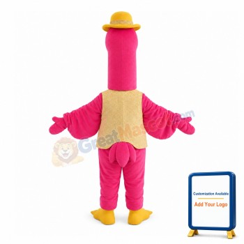 Pink Ostrich Wearing Sunglasses Mascot Costume