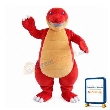 Huge Orange & Yellow Dinosaur Mascot Costume