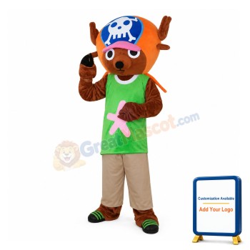 Reindeer Chopper With Pirate Hat Mascot Costume