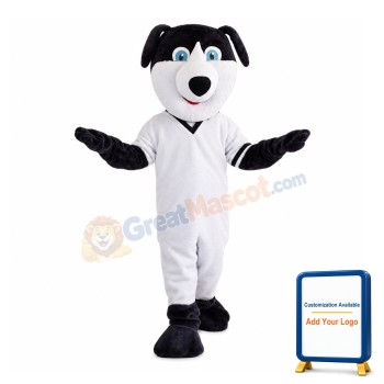 Active Black & White Dog Mascot Costume