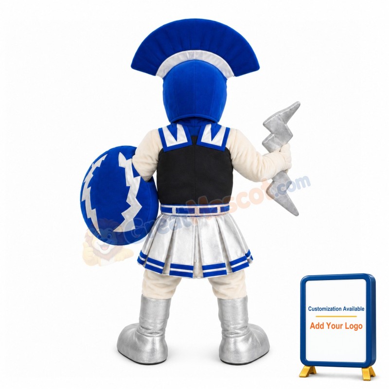 Blue Guard Wearing Protective Gear Mascot Costume
