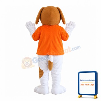 Dog Wearing Orange Vest Mascot Costume