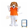 Dog Wearing Orange Vest Mascot Costume