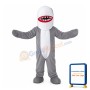 Gray Shark With Sharp Tooth Mascot Costume