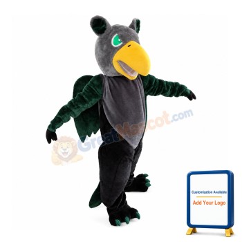 Dark Green Bird With Ears Mascot Costume